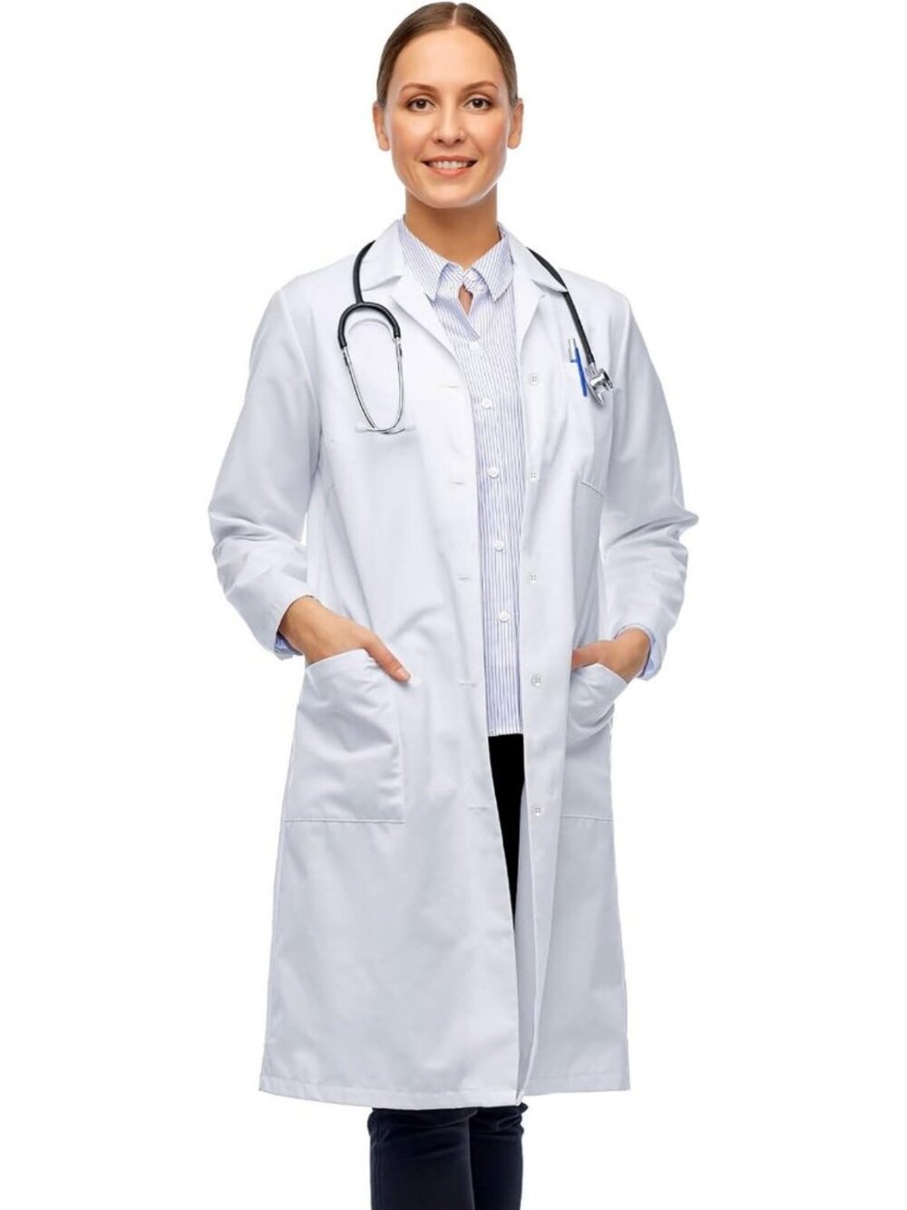 Unisex Professional Lab Coat for Women & Men, Cotton Blend Medical Doctor's Coat